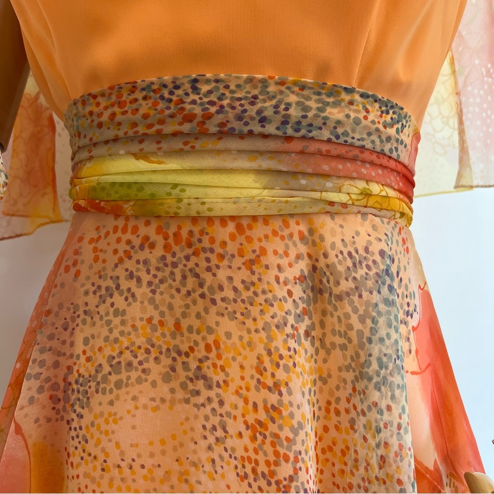 ๐HP๐ Vintage Miss Elliette California Floral Chiffon Layered Caplet Maxi Dress - Picture 5 of 16